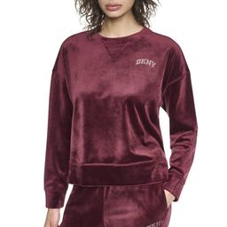Womens DKNY Sport Platinum Velour Rhinestone Logo Sweatshirt