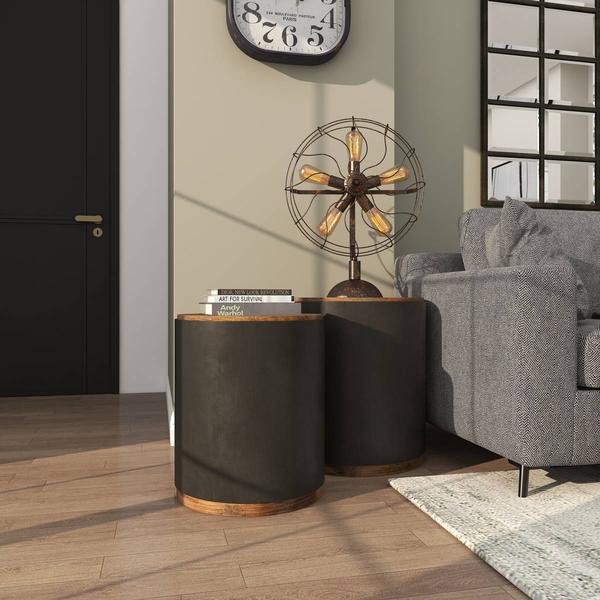 9th & Pike® 2pc. Rustic Black Metal Accent Table Set