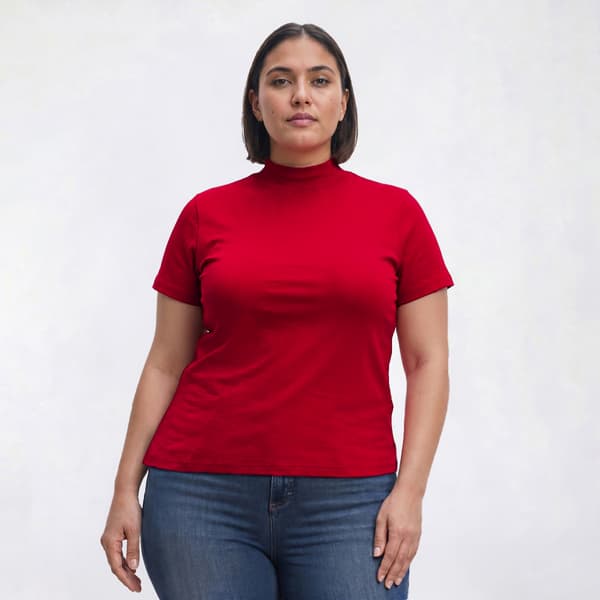 Plus Size Hasting & Smith Short Sleeve Mock Neck Tee