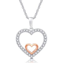 Nova Star(R) Lab Grown Diamon Two-Tone Double Heart Pendant