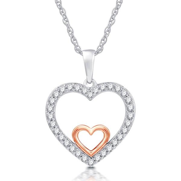 Nova Star(R) Lab Grown Diamon Two-Tone Double Heart Pendant - image 