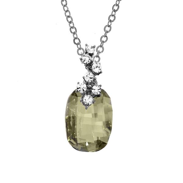Crystal Colors Silver Plated Silver Shadow Pendant Necklace - image 
