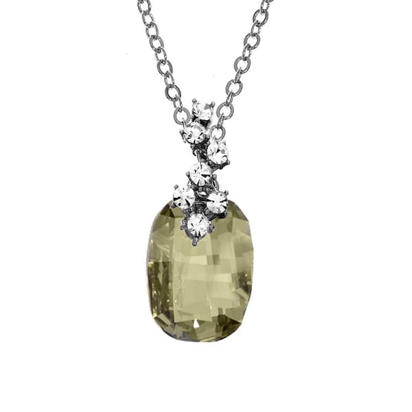 Crystal Colors Silver Plated Silver Shadow Pendant Necklace - image 