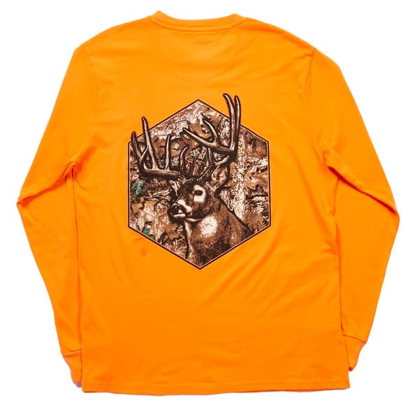 Mens Buckhorn River Long Sleeve Animal Tee - Blazing Cain Orange