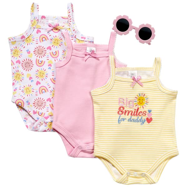 Baby Girl &#40;3-9M&#41; Little Beginnings&#40;R&#41; 4pc. Big Smile Bodysuits - image 