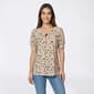 Womens Notations Short Puff Sleeve Dot Bar Neck Blouse - image 1