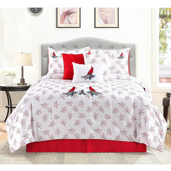 Ashley Cooper&#40;tm&#41; Winter Cardinal Embroidered 7pc. Comforter Set - image 