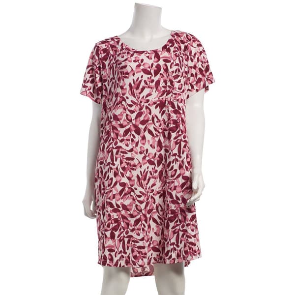 Plus Size Nicole Miller Short Sleeve Watercolor Leaves Nightshirt