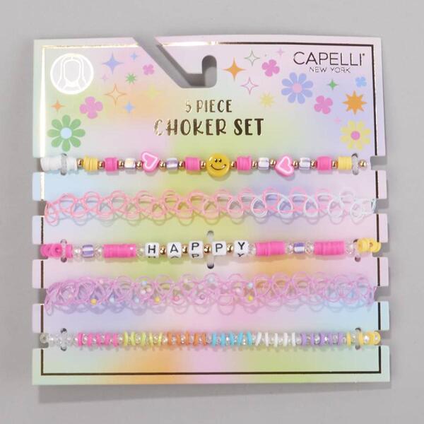 Girls Capelli New York 5pk. Choker w/ Fimo & Letter Beads - image 