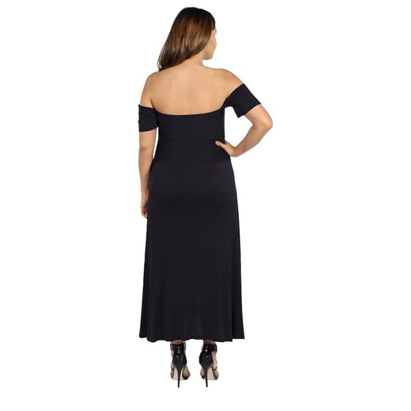 Plus Size 24/7 Comfort Apparel Off The Shoulder Dress Maxi Dress