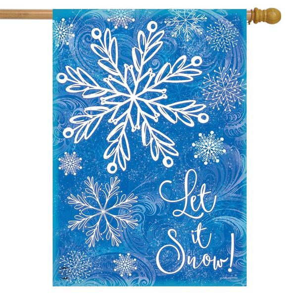 Briarwood Lane Let It Snow Glistening Snowflakes House Flag - image 
