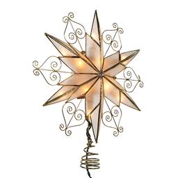 Kurt Adler 10-Light 6-Point Capiz Star Treetop w/ Scroll Design