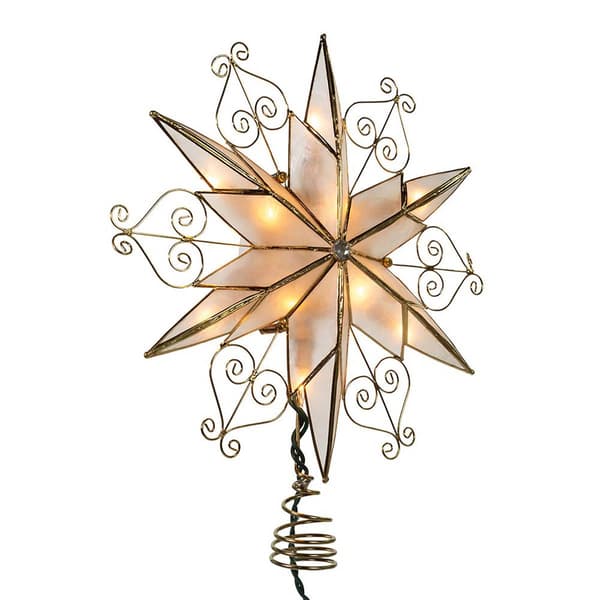 Kurt Adler 10-Light 6-Point Capiz Star Treetop w/ Scroll Design