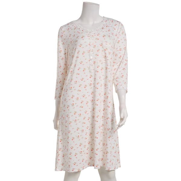 Womens Elizabeth & Nicole 3/4 Sleeve Floral Lace Nightgown