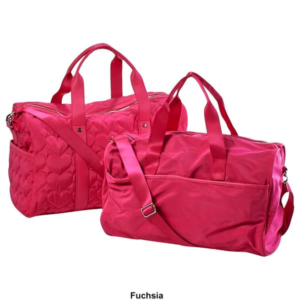 Madden Girl Quilted Hearts Nylon 2 For 1 Weekender Duffle