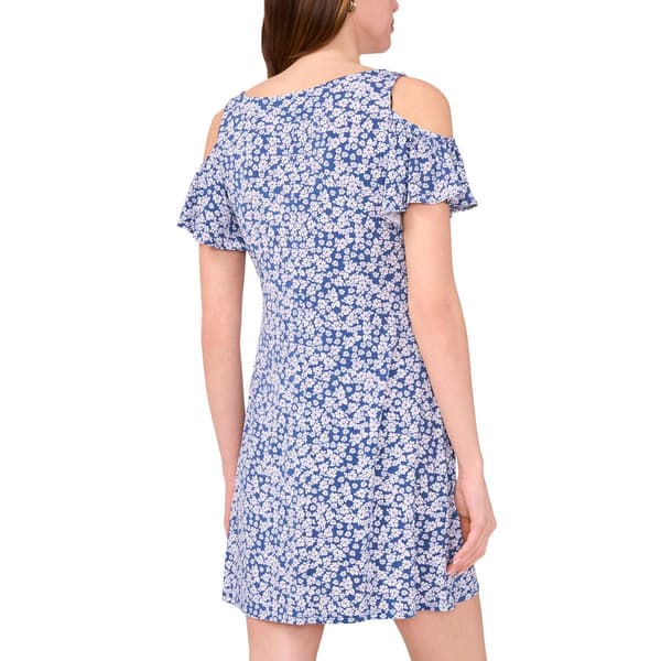 Petite MSK Flutter Cold Shoulder Floral Swing Shift Dress