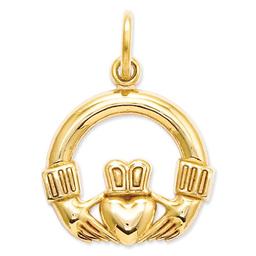 Unisex Gold Classics(tm) 14kt. Yellow Gold Claddagh Pendant