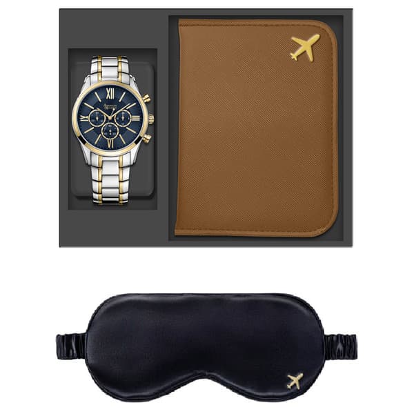 Mens American Exchange Watch/Eye Mask/Passport Cover Set