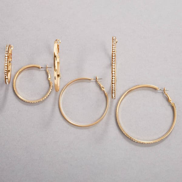 Design Collection Gold-Tone Multi Crystal Hoop Earrings - image 