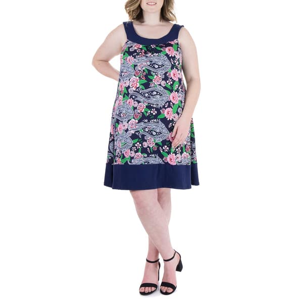 Plus Size 24/7 Comfort Apparel Floral Knee Length Shift Dress - image 