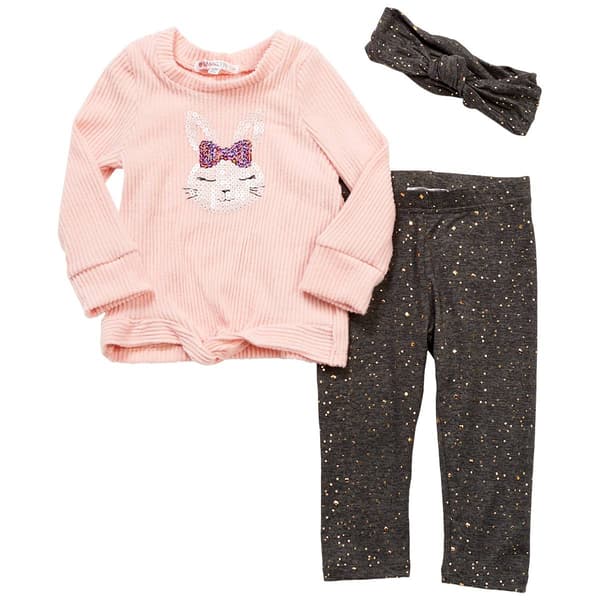 Baby Girl &#40;12-24M&#41; Nannette Bunny Long Sleeve Top & Leggings Set - image 