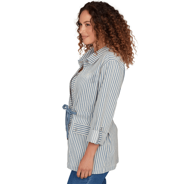 Womens Ruby Rd. Set Sail Stripe Snap Front Anorak Jacket