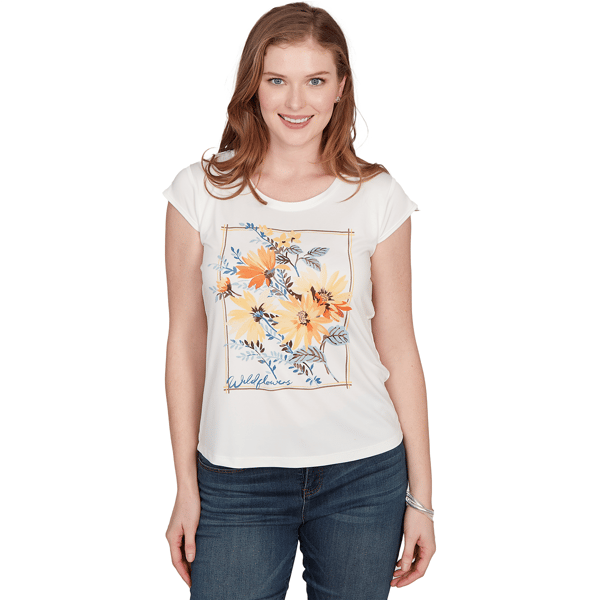 Plus Size Emaline Key Items Cap Sleeve Wildflower Tee
