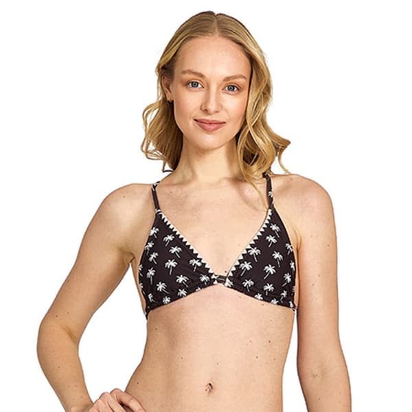 Juniors Cyn & Luca Tess Triangle Whip Stitch Palm Print Swim Top