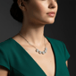 Saffron 3ctw. Moissanite Diamond Floral Cluster Necklace - image 3