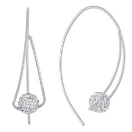 Athra Silver Plated Teardrop Earrings w/ Crystal Ball