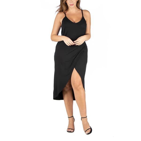 Plus Size 24/7 Comfort Apparel Spaghetti Strap Midi Wrap Dress - image 