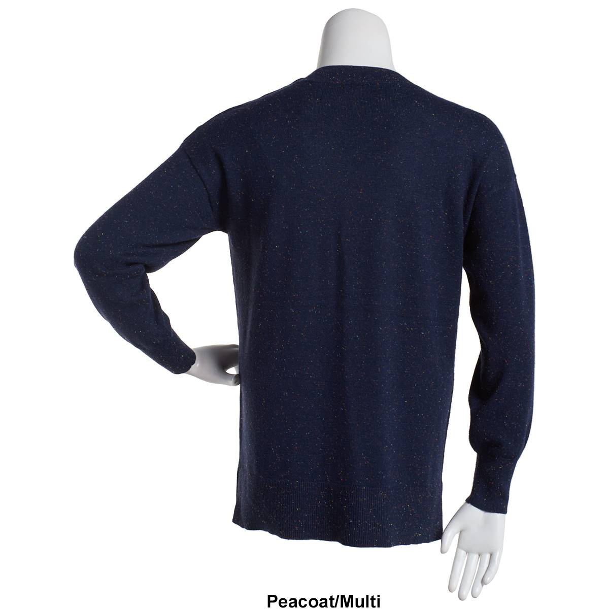 Plus Size Preswick & Moore Nep Yarn Crew Neck Shoulder Button Top