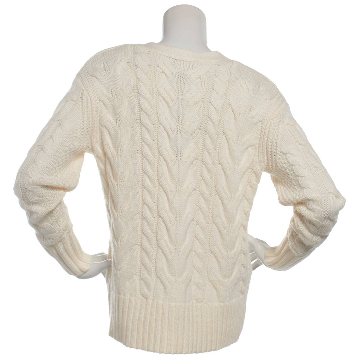 Womens Preswick & Moore(R) Long Sleeve Cable Knit V-Neck Cardigan