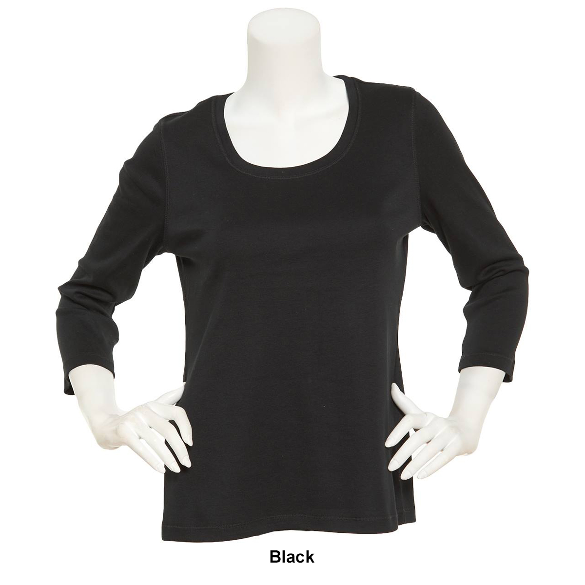 Womens Preswick & Moore 3/4 Sleeve Scoop Neck Solid Top