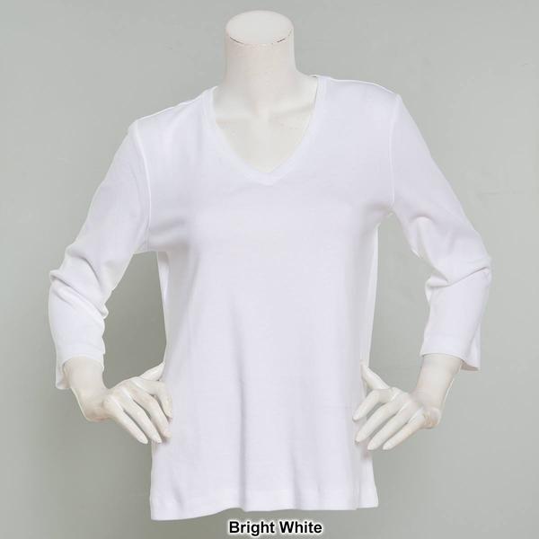 Plus Size Preswick & Moore(R) 3/4 Sleeve V-Neck Solid Tee alternate view