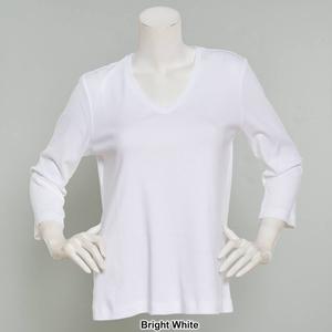 Plus Size Preswick & Moore(R) 3/4 Sleeve V-Neck Solid Tee alternate view