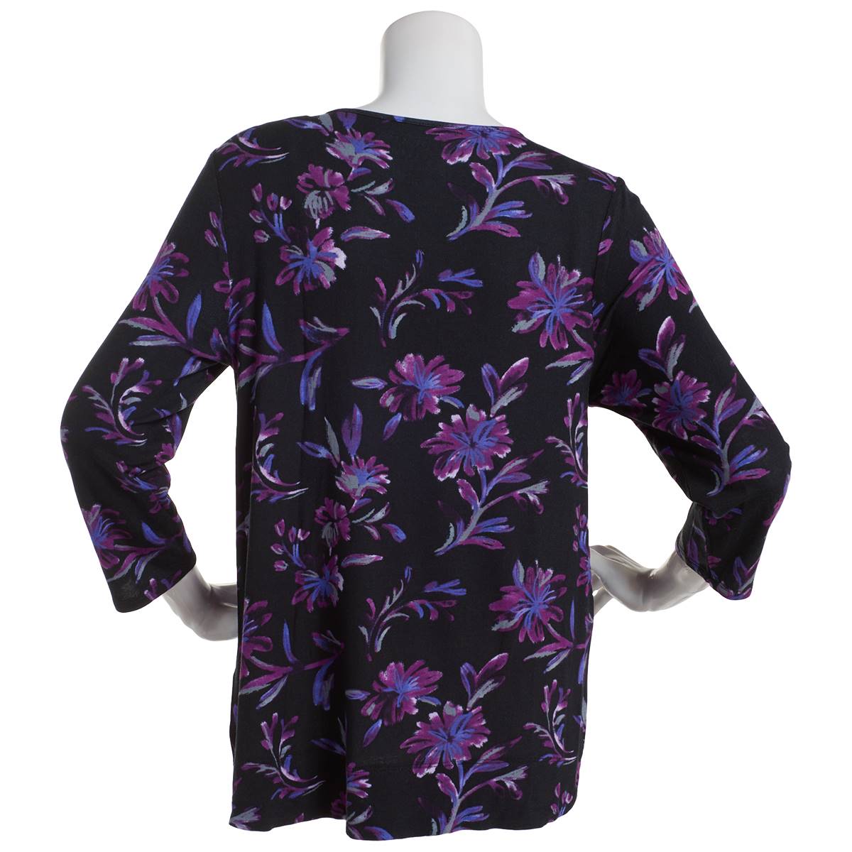 Plus Size Preswick & Moore(R) Curved Hem Painted Floral Tee