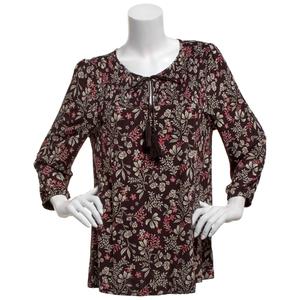 Petite Preswick & Moore(R) 3/4 Sleeve Floral Leaf Blouse