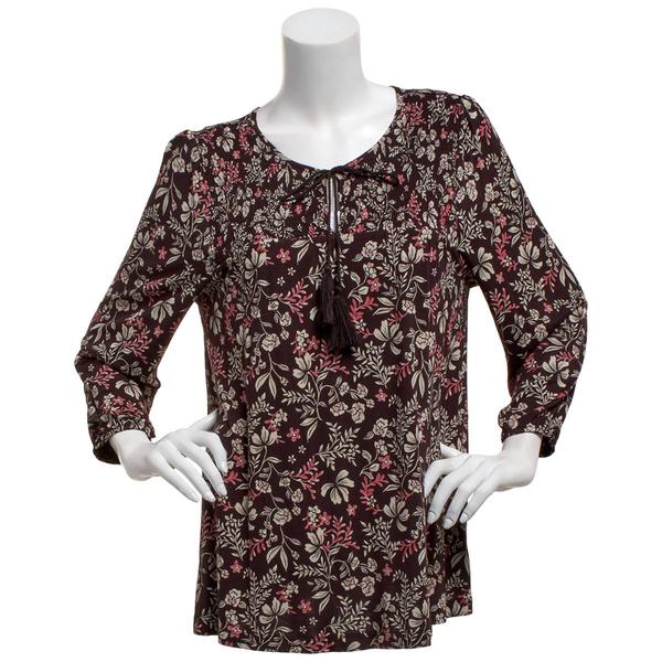 Plus Size Preswick & Moore(R) 3/4 Sleeve Floral Leaf Blouse