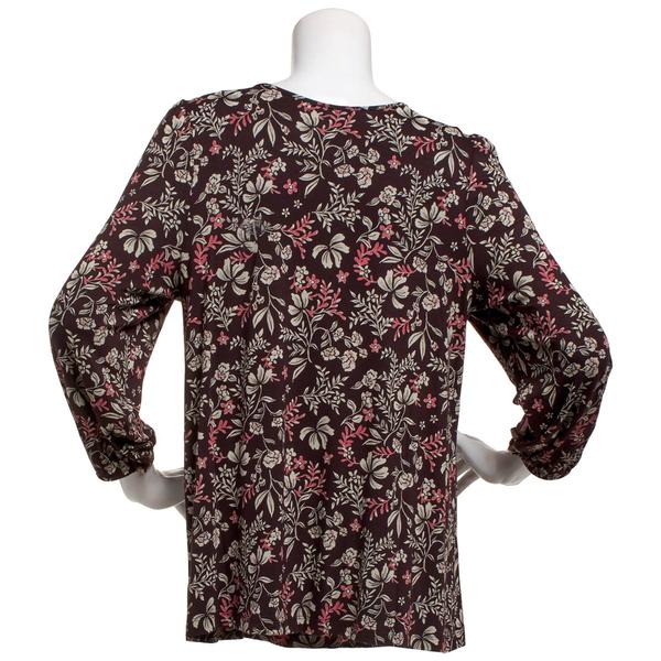 Plus Size Preswick & Moore(R) 3/4 Sleeve Floral Leaf Blouse alternate view