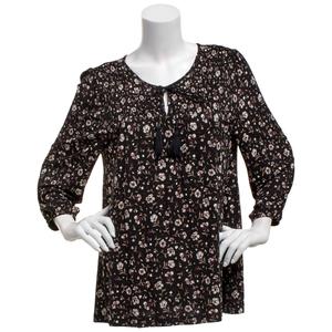 Petite Preswick & Moore(R) 3/4 Sleeve Poppy Keyhole Neck Blouse