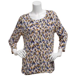 Plus Size Preswick & Moore(R) 3/4 Sleeve Abstract Chevron Blouse