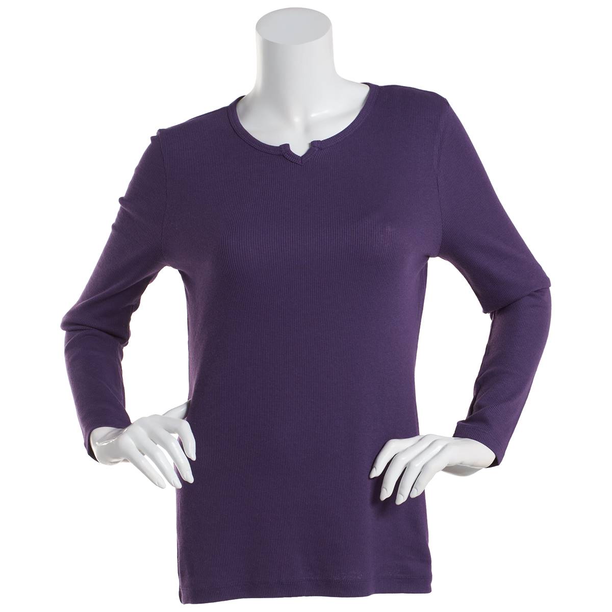 Womens Architect(R) Long Sleeve Notch Neck 2x2 Rib Solid Tee