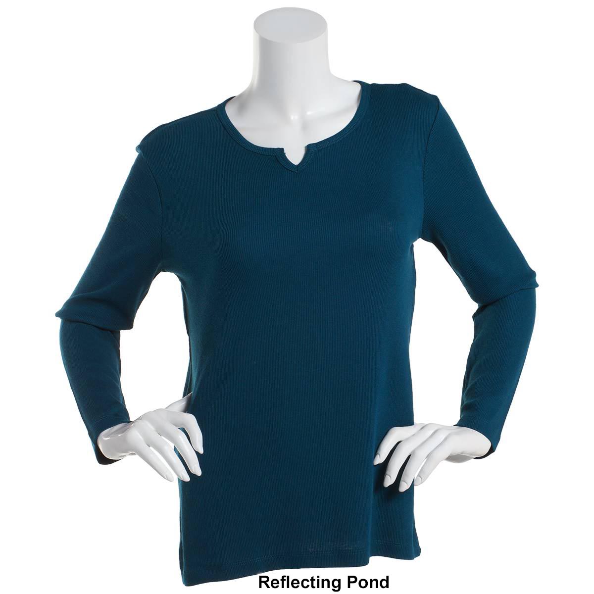 Womens Architect(R) Long Sleeve Notch Neck 2x2 Rib Solid Tee