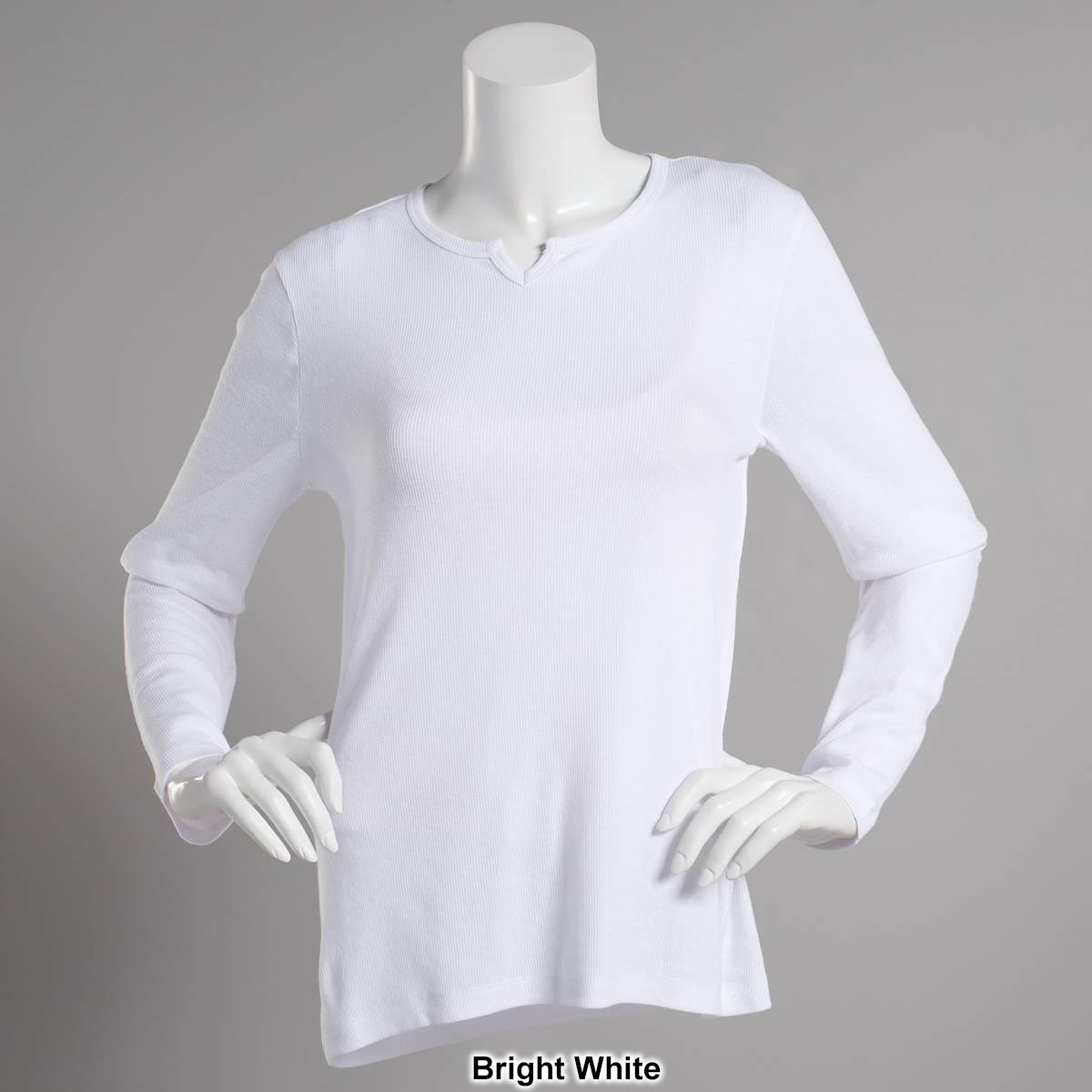 Womens Architect(R) Long Sleeve Notch Neck 2x2 Rib Solid Tee