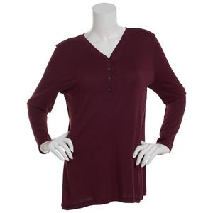 Plus Size Architect(R) Long Sleeve w/Functional Placket V-Neck Tee