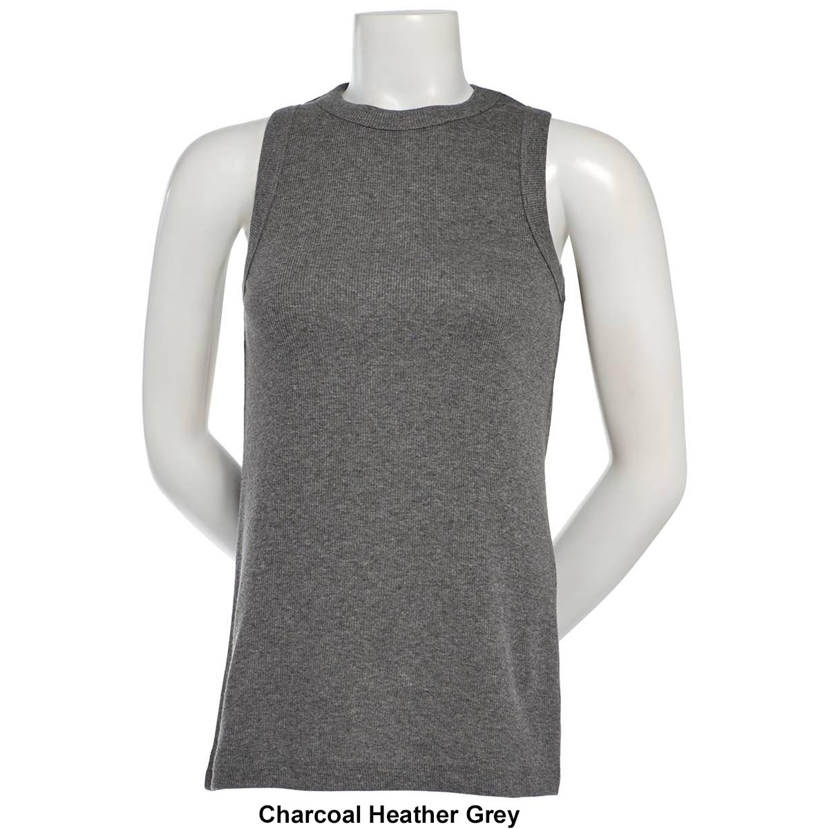 Womens Architect(R) 2x2 Rib High Neck Solid Tank Top