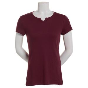 Womens Architect(R) Short Sleeve 2x2 Solid Rib Split Neck Tee