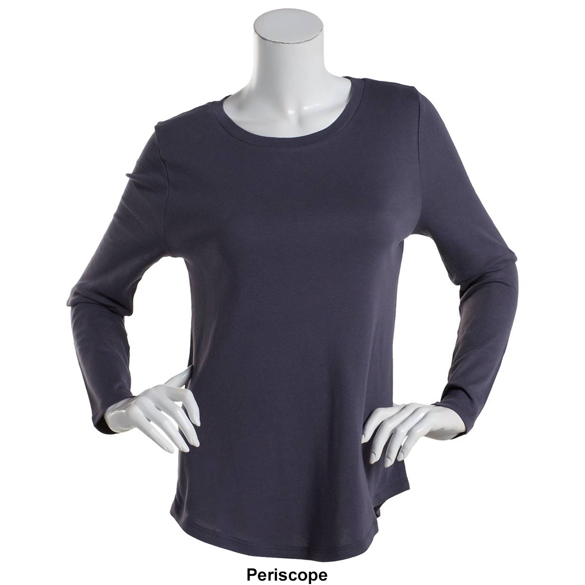 Petite Architect(R) Long Sleeve Crew Neck 1x1 Rib Rounded Hem Tee