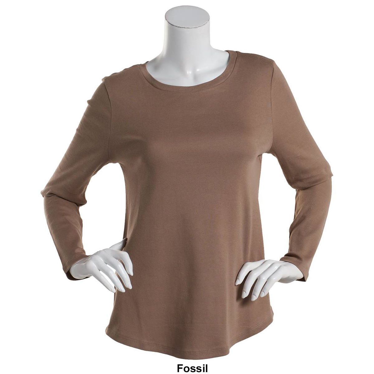 Petite Architect(R) Long Sleeve Crew Neck 1x1 Rib Rounded Hem Tee